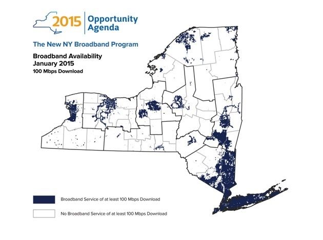 By 2019, around the state of New York will be a 100-Mbit / s Internet