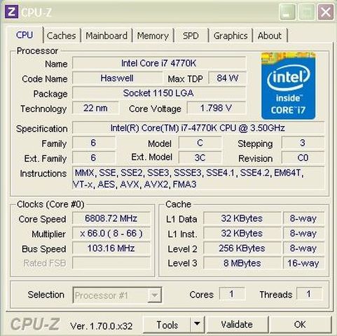 Core i7-4770K sets record PiFast at a frequency of 6809 MHz