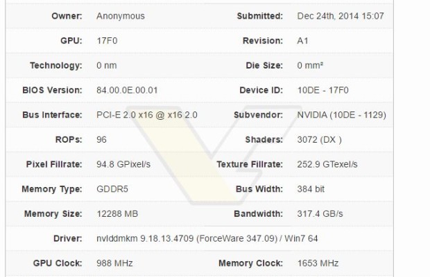 Nvidia Maxwell GM200 GPU appears in GPU-Z database