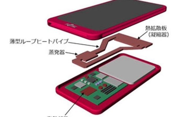 Smartphone Fujitsu has developed a cooling system with a vaporization chamber